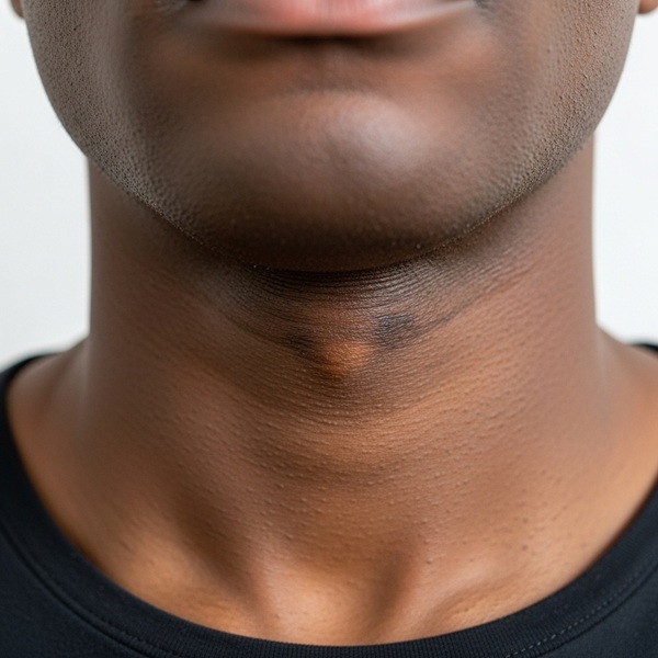 Dark patches and razor bumps on Nigerian man's skin